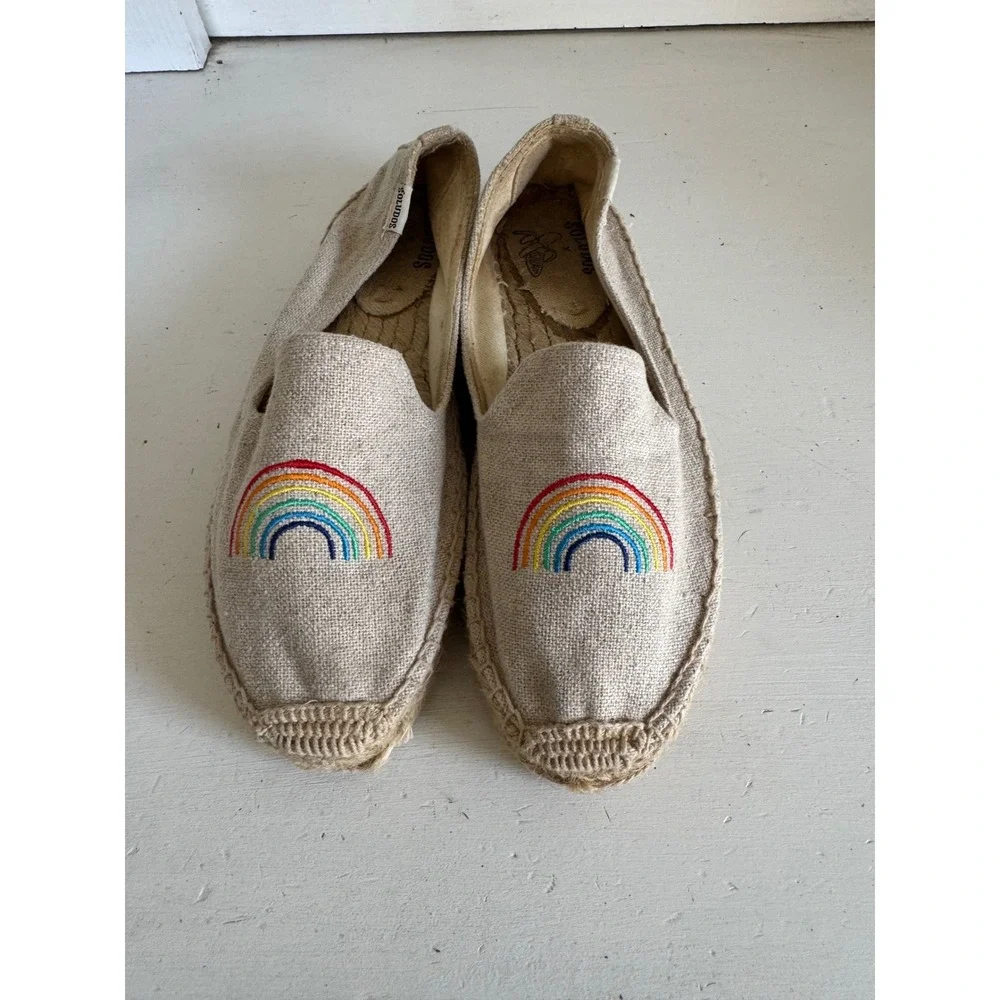 Soludos x Ash Kan rainbow print espadrile flats size 7.5